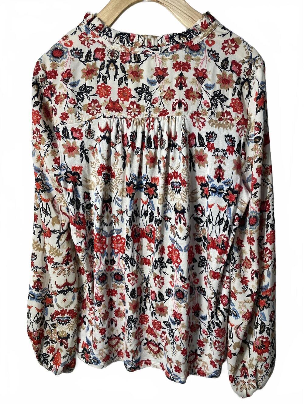 LOFT Floral Long Sleeve Blouse Women's Size Small Embroidered Whimsy Boho - Picture 5 of 7